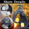 Candle Holders Wall Sconce Holder Bat Wall-mounted Tealight Rustic Home Decor Sculpture Halloween Candleholder For Room Bathroom