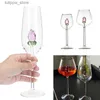 Wijnglazen 1 creatieve 3D roze glazen roos met ingebouwd rood en wit wijnglas elegant wijnglas champagne familie Valentijnsdag cadeau L240323