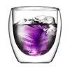 ワイングラスティーラテ用のダブルウォールインスル化ガラスカップコールドビバレッジマグカップまたは