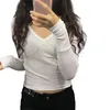 Women's T Shirts CHQCDarlys Women S Sexy Long Sleeve Crop Top V Neck Lace Patchwork Basic Shirt Casual Slim Fit Y2K Fall Tee