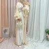 Vêtements ethniques Eid Mubarak Ramadan Open Kimono Femme Musulmane Satin Abaya Dubaï Pakistan Turquie Islam Musulman Kaftans Abayas pour femmes