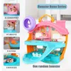 Electric Pet Hamster Simulation Kitchen Ice Cream Restaurant Rotating Mouse låtsas Spela House Scene Racing Track Toys for Kids 240311