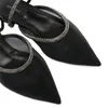 Talltor mesh design bling dekoration slingback skor pekade tå platt med klackar kvinnor chaussures femmes soldes