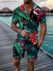 Herrspåriga blomma 3D -tryck Polo -skjortor Shorts Set Herr Fashion Floral Overdimensionerad Short Sleeve Shirt Pants Set Suits Man Tracksuit Clothing L240320