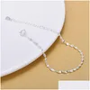 Łańcuch 925 Sterling Sier Fashion Proste eleganckie skręcone link biżuteria bransoletki dla kobiety fala prezenty Anklet Downot Dhcnf