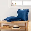 Inyahome – housse de coussin en velours à volants, étui décoratif solide, doux et confortable pour canapé, ferme, oreillers d'extérieur