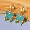 Dangle Earrings LEEKER 316L Stainless Steel Blue Green Crystal Butterfly Hoop For Women Party Accessories Gold Color Jewelry 935 LK3