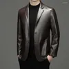 Men's Suits HOO 2024 Casual Pu Leather Blazer Youth Fashion Motorcycle