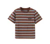 Women's T Shirt Short Sleeve Striped Round Neck Knit Casual Clashing Cool Plain Loose Casual Half Sleeve Brown Green Size S-XL