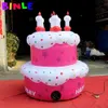 8mH (26ft) avec souffleur rose géant joyeux anniversaire décoration de gâteau gonflable avec bougie ballon de gâteau personnalisé pour la décoration de fête