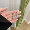 Clip-On skruvbackbackar Örhängen Klipp på fransk Sweet Purple Crystal Zircon Bowknot Geometrisk myggspole utan genomborrad för kvinnor Otin1