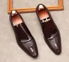 Klänningskor designer mode män affärsdräkt fest bröllop casual loafers äkta läder himmelblå lägenheter pekade