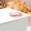 Clusterringen Zoete roze diamant 925 zilveren rijringset met hoog koolstofverguld roségoud Veelzijdig voor dames