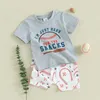 Ensembles de vêtements Wankitoi Enfant Bébé Garçon Baseball Tenue À Manches Courtes Lettre Imprimer T-shirt Tee Tops Jogger Shorts 2pcs Vêtements D'été