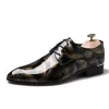 Topp Mens Leather Dr Shoes British Printing Navy Bule Black Brow Oxfords Flat Office Party Wedding Round Toe Fi A49L#