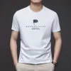 Linghao kläder herrar kort ärm t-shirt sommar ny kvalitet affärssammanträngd nacke