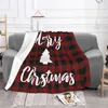 Couvertures Plaid rouge Lettre Joyeux Noël Couverture tricotée Velours Nordic Rétro Année Super Chaud Jeter pour tapis de lit