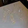 Clip-On Schroef Terug 1/2 Stuks Kristal Lange Kwast Hangende Oorbellen Clip Op Oor Glanzende Zirkoon Luxe Nep Oorbel Geen Piercing Eaf Manchetten Drop Ots8Q