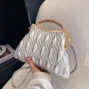 Drawstring 2024 Luxury Designer Women's Shoulder Bags Gold Silver Evening Clutch Bag Trend Clip Party Purse Fashion Crossbody Handbag Green