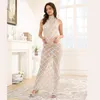 Halter Stretchy Mesh Maternity Pography Props Long Dress Sleeveless Skinny Pregnancy Po Shootting 240309