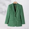 Women's Suits Female Elegant Character Print Single Button Blazer Spring Autumn Business Jacket Office Lady Coat Top S-4XL
