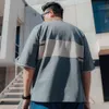 Übergroße Herrenbekleidung Sommer Neues schulterlanges Patchwork-Kurzarm-T-Shirt mit einfachem und lockerem Aufdruck Fat Guy