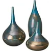 Vases Haut Vase Blanc Fait Main Grand Céramique 3 Ensembles De Pierres Ivoire Métal Bleu