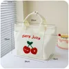 Cute Cherry Lunch Bags For Women Girl Kids Kawaii Canvas Portable Box Tote Bag Bento Pouch Office School Food Storage 240312