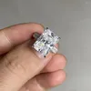 Cluster-Ringe, vollständiger Moissanit-Diamantring, 18 Karat Weißgold, 8 Karat, Strahlenschliff, D VVS, für Damen, Verlobung, Hochzeit