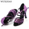 Boots Wuxi Sapatos de dança Latina Purple Latin Sapatos Novos Sapatos de Dança Salsa Salsa Salsa Sandálias de Diamante