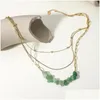 Pendant Necklaces Dear-Life Triple Stone Necklace Natural Green Crushed Womens Fashion Drop Delivery Jewelry Pendants Dhrfy