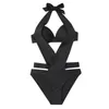 Damenbadebekleidung Sexy Solid One Piece Neckholder Bikini Bandage Push Up Monokini Badeanzug Strand Dreieck Badeanzug #t2g
