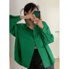 Koszulka damska sprężyna nowa zielona luźna damska damska damska solidna kolor prosty top trend koreańsko-modny odzież 240322