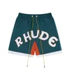 Herr shorts designer varumärke Rhude lapptäcke tryckt brev dragkammare basket sport high street casual lossa män och kvinnor par trendig för sommaren