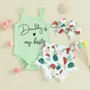 Kledingsets Peuter Baby Meisje Zomeroutfits Geribbelde Ruffler Romper Franje Trim Shorts Hoofdband Schattige geboren babykleding