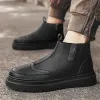 Boots Fashion Trends Men's Classic Retro Chelsea Boots Comfort Handgemaakte precisie Craft Lederen enkelschoenen Hightop Dikke Sole Shoes