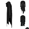 Trenchs pour hommes Hommes 2021 Cosplay médiéval Costumes d'Halloween gothiques pour hommes Robe Sorcière Moyen Âge Renaissance Cape noire Clothi DHD6Y