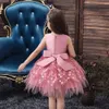 2023 Pétales Designs Fille Robe Enfants Costume De Fête Enfants Événements Formels Robes Infant Tutu Fleur Fluffy Robe De Mariée 3 5 7T 240309