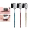 Eyebrow Brush Eyel Comb Portable Crystal Handle Makeup Grooming Tool Compact N927#