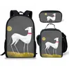 Torby szkolne 3PCS Greyhound Dog Print Bag Student Torba Lunch Lunch Boys Girl