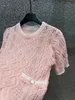 2025 Marque de luxe Chandails pour femmes 3 couleurs Femmes O-cou à manches courtes en tricot creux Pull d'été doux décontracté Lady Design tricots