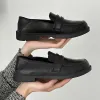 Lägenheter Flat Black Shoes for Women Round Toe Loafers With Fur Slipon British Style AllMatch Female Footwear Shallow Mouth Oxfords Casu