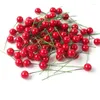 Decorative Flowers 200/50PCS Artificial Red Berry Pearl Stamen Christmas Tree Wreath Ornament Simulation Gold Berries Year Party Decoration