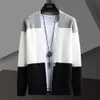 Shanli Dadis nya vår- och höststickade Cardigan Trendiga färgade ytterkläder Linen Casual tröja Päls herr