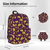 Backpack Ginkgo Biloba Print Yellow And Purple Workout Backpacks Student Style High School Bags Designer Pattern Rucksack