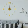 Väggklockor enkel modern design digital diy klocka tyst rum levande dekoration heminredning stansfritt klistermärke