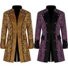 Men's Trench Coats Men Steampunk Coat Medieval Costume Renaissance Retro Double-breasted Uniform Outwear Print Jacket