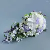 Fiori nuziali Cascata viola bianca Bouquet da sposa Orchidea artificiale Cascata Rosa Peonia verde Holding 2024