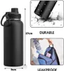 Bouteille d'eau de sport isolée sous vide en acier inoxydable de 1000 ml avec couvercle de voyage 100% étanche avec poignée de survie Paracord 32 oz 240314