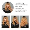 Wigs Bob Wavy Synthetic Wigs With Bangs for Women Blonde Ombre Medium Length Water Wave Wig Heat Resistant Fiber Hair Party Cosplay